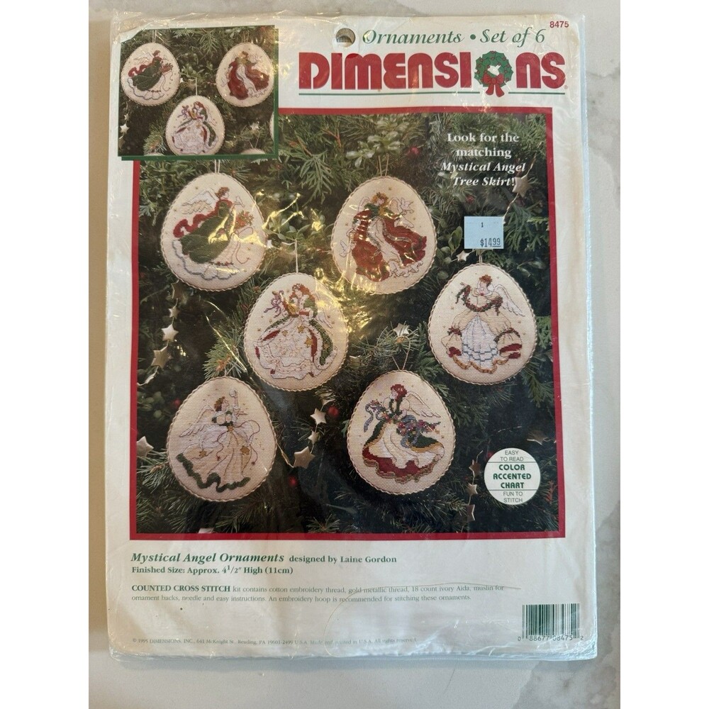 VINTAGE Dimensions Mystical Angel Ornaments Cross Stitch Kit 8475 Christmas